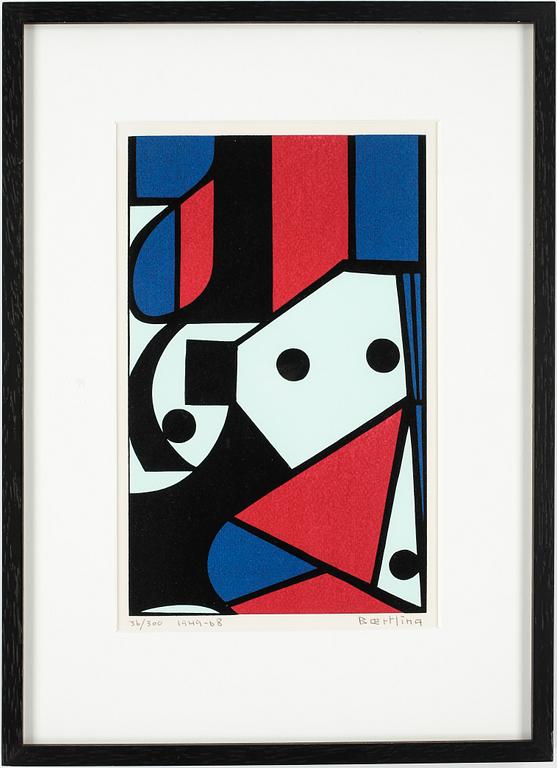 OLLE BAERTLING, färgserigrafi, signerad o numrerad 36/300. Daterad 1949/50-68.