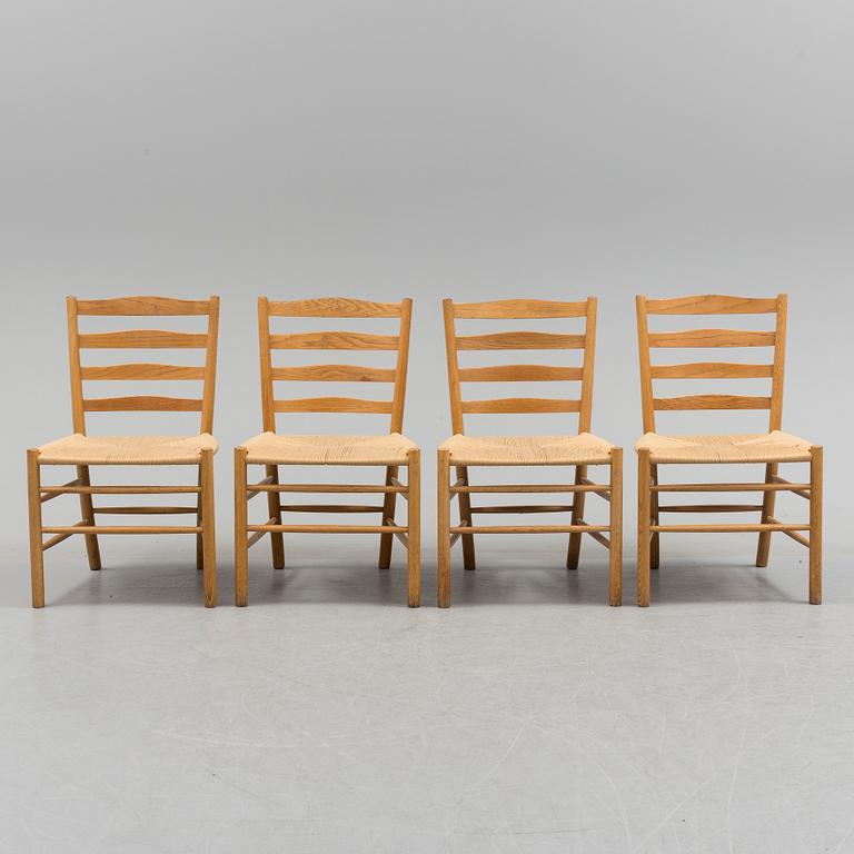 KAARE KLINT, four oak 'Kirkestolen' from Fritz Hansen, Denmark.