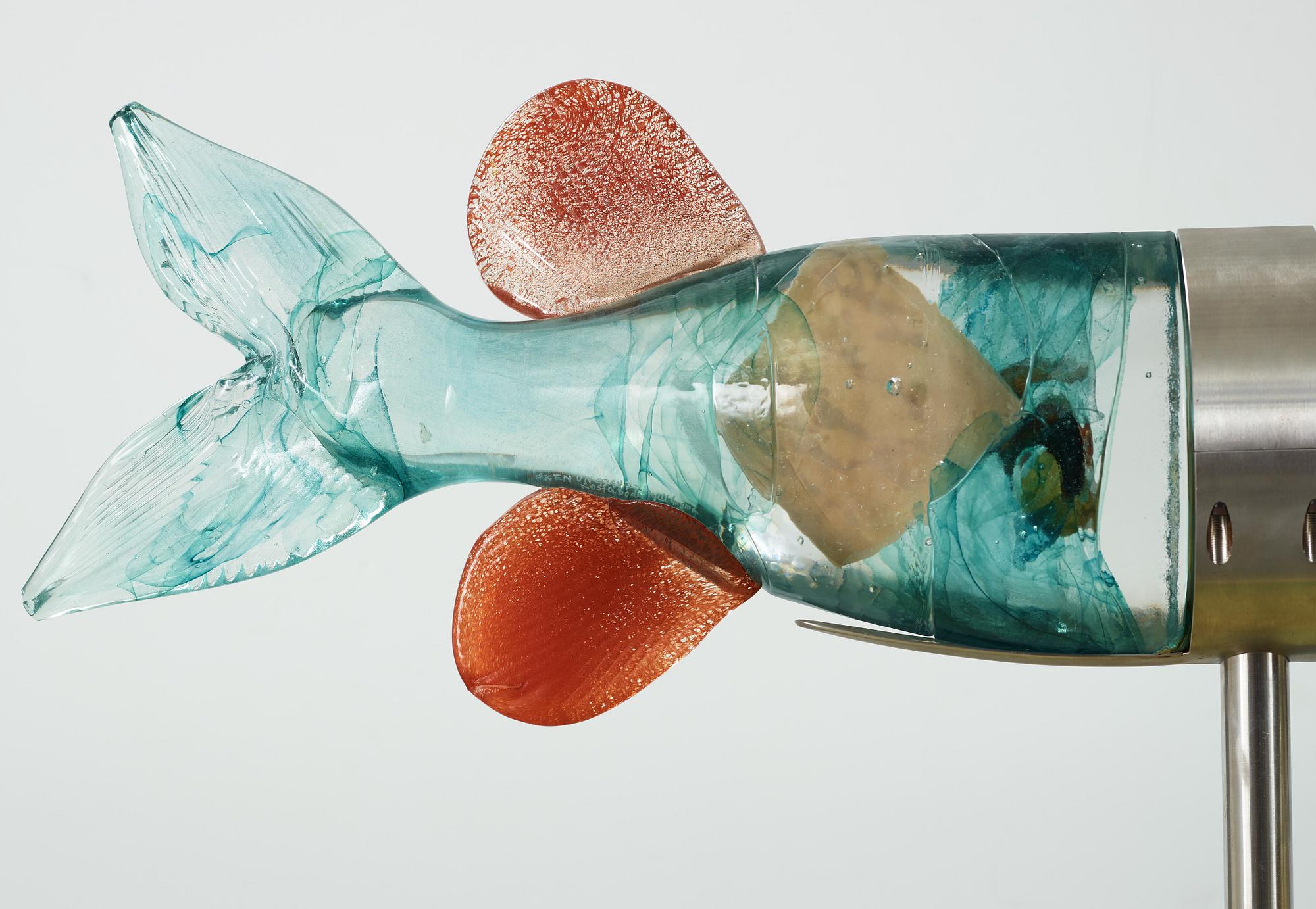 A Kjell Engman glass part sculpture group, Kosta Boda, Sweden 1997.