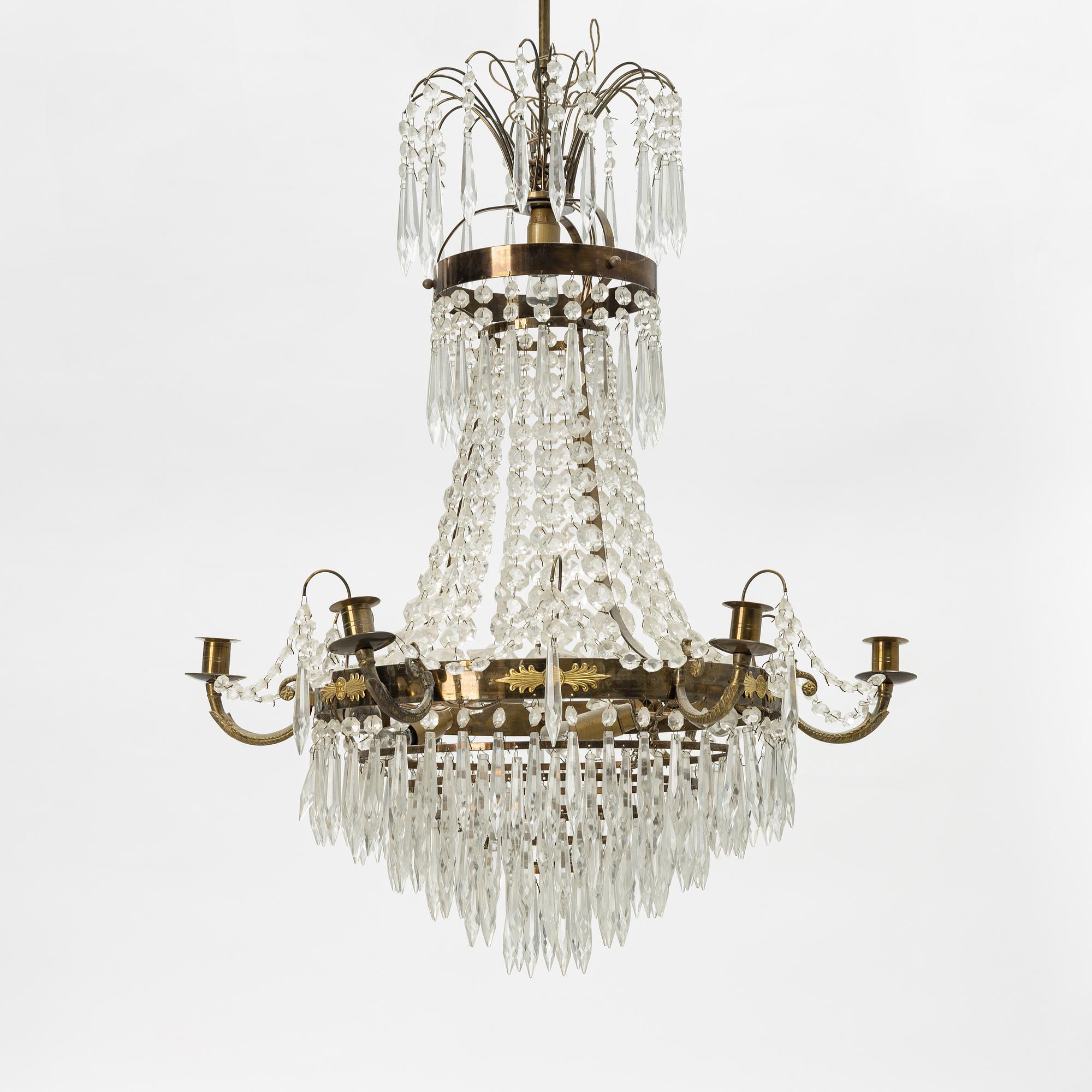 An Empire style chandelier, mid 20th Century.