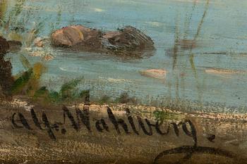 Alfred Wahlberg, Inland Landscape with Fishing Companions.