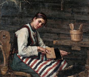 517. Maria Wiik, GIRL CARDING.