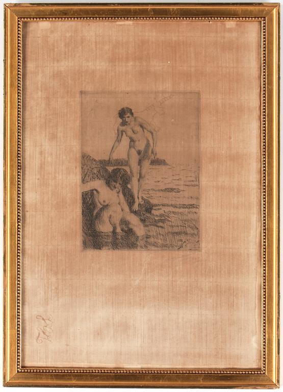 ANDERS ZORN, etsning, "På Hemsö", utförd 1917, signerad med blyerts.