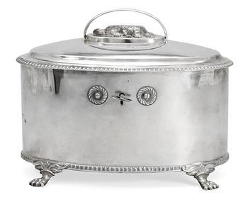 872. A Swedish 19th century silver sugar casket, marks of Jonas Lindberg, Stockholm 1829.