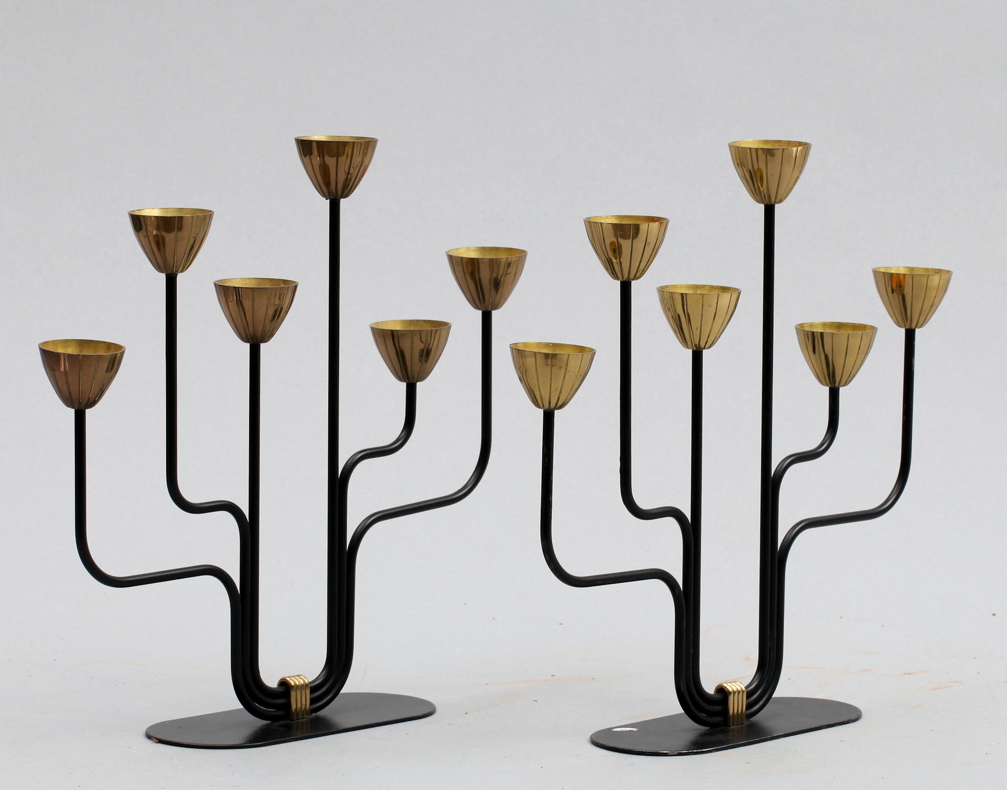 KANDELABRAR, ett par, Gunnar Ander, Ystad Metall, 1900-talets andra hälft.