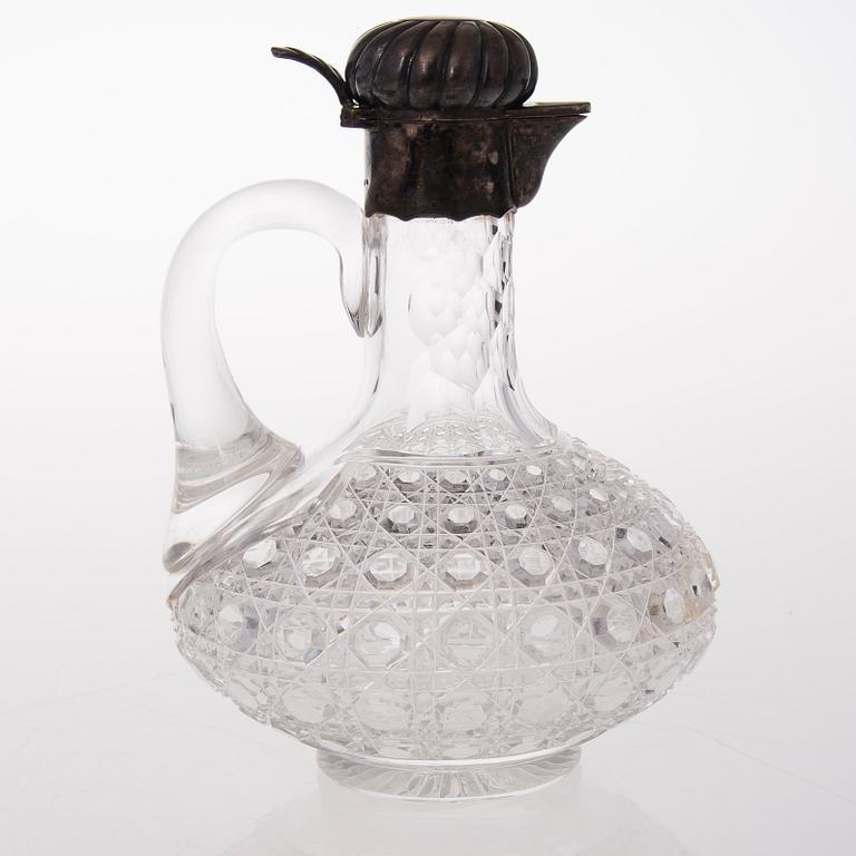 KARAFF, silver och slipat glas, S:t Petersburg ca 1900, Otto Makselius.