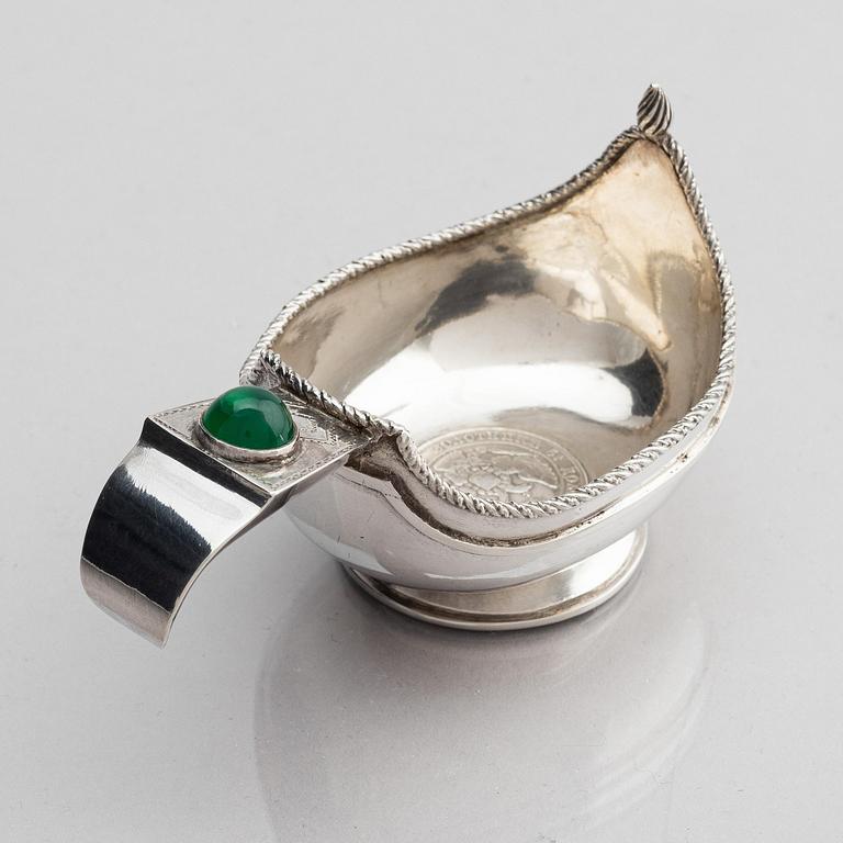 A Latvian silver kovsh, unidentified maker's mark, Latvia circa 1920-1939.