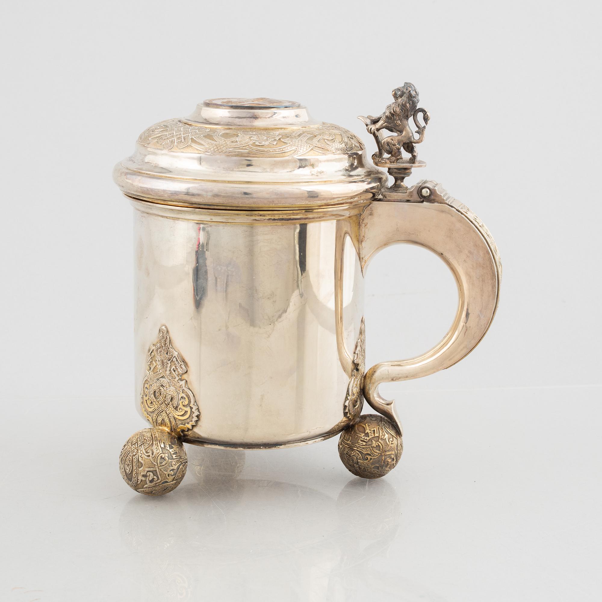 A Swedish silver tankard, mark of CG Hallberg, Stockholm 1887.