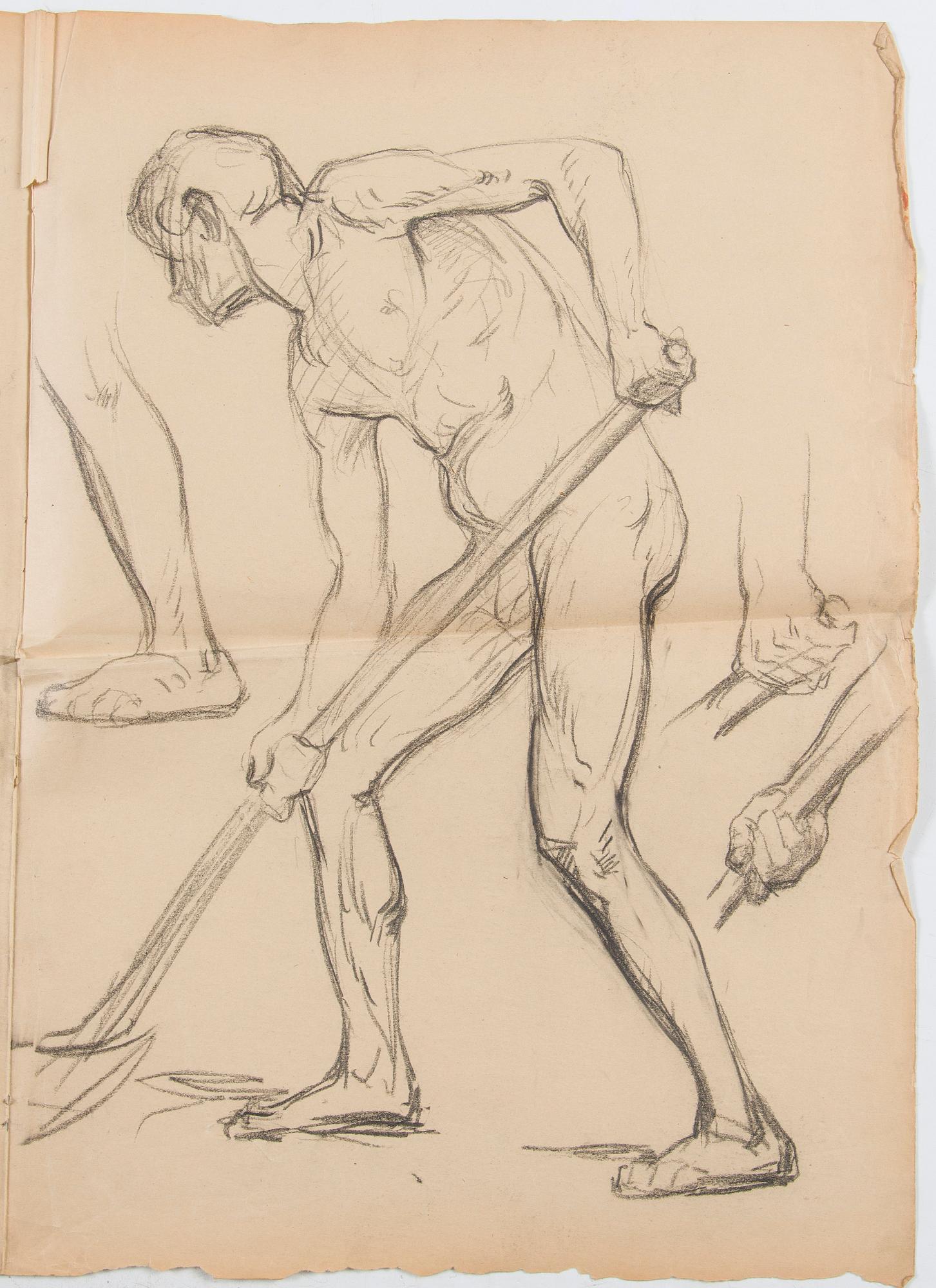 Santeri Salokivi, Konstnärsmapp innehållande sex st. Nakenstudier av Män.