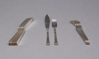 FISKBESTICK, 24 delar, silver, "Birka", GAB, vikt ca 1000g.