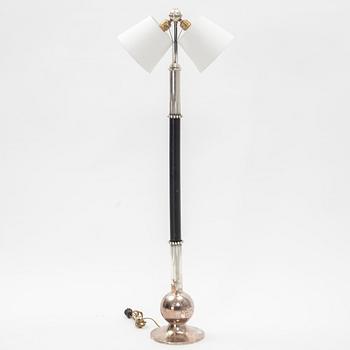 Elis Bergh, a Swedish Grace silver plated floor lamp, C.G Hallberg, Stockholm 1920s-1930s.