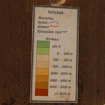 MAAPALLO, "Räthin fyysinen pallokartta, laatinut prof. Arthur Krause", Saksa. 1930/40-luku.