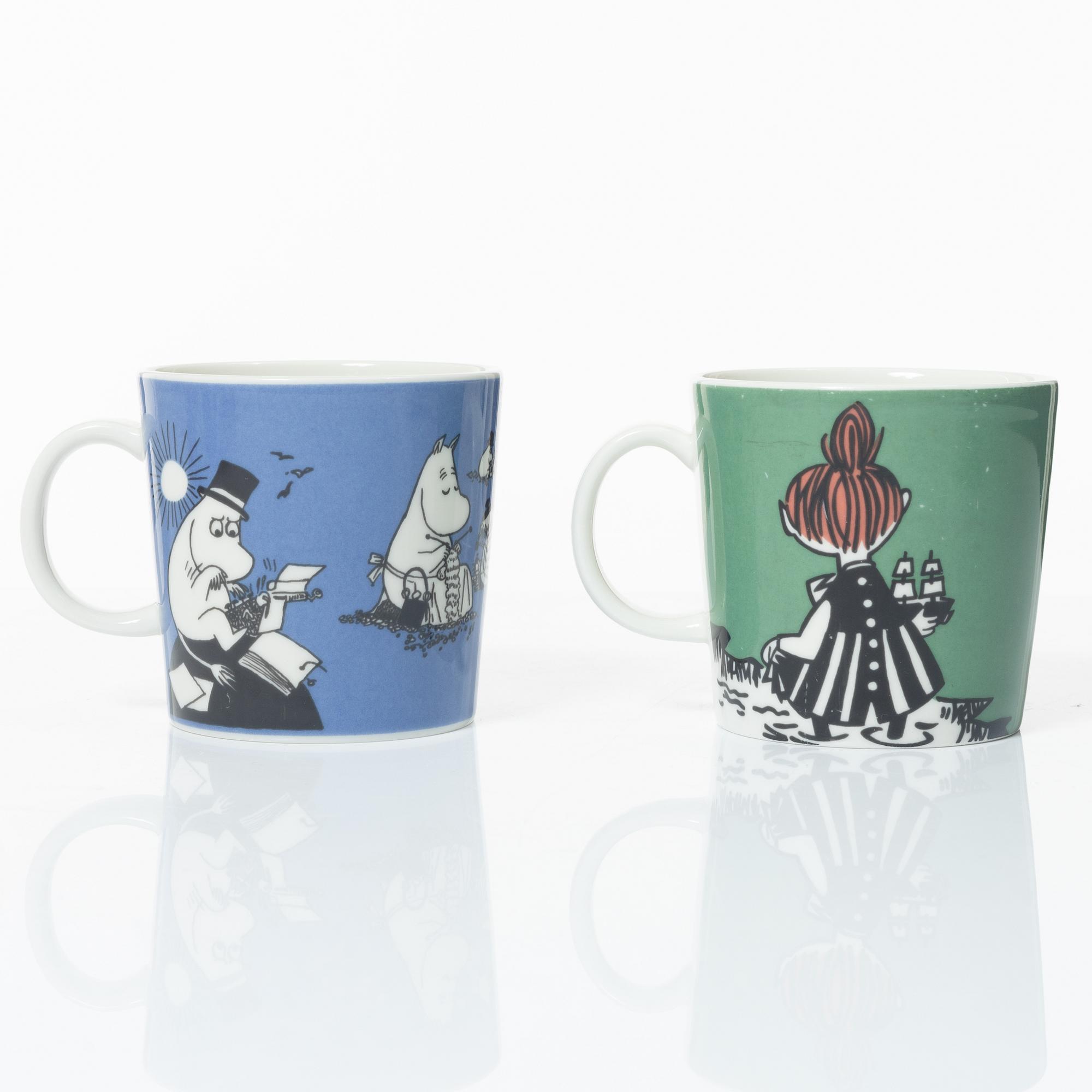Arabia, seven Moomin mugs, Finland.