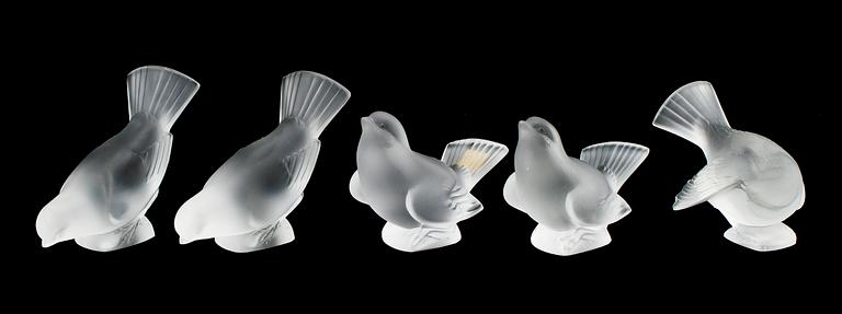 FIGURINER, 5 st, glas, Lalique.