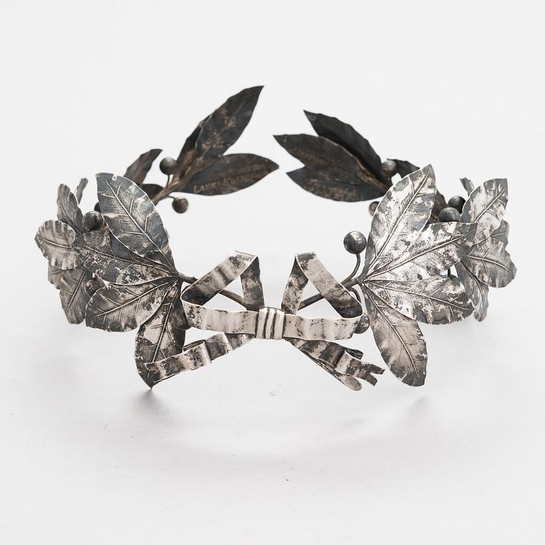 A 1930s silver laurel wreath, maker's mark of J.A.Tarkiainen, Vyborg.