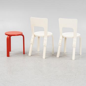 Alvar Aalto, två stolar samt en pall, modell 69, Arket.