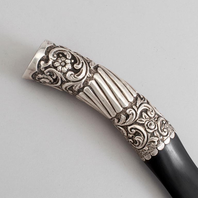 JULIUS ROSENTHAL & SAMUEL JACOB, a wood and silver knife from London, England, 1890.