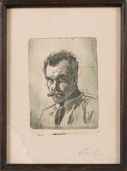 AKSELI GALLEN-KALLELA, etching, later signature with pencil "Kallela 1897".