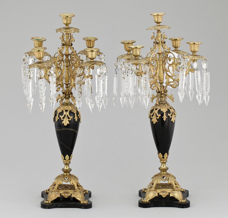 KANDELABRAR, ett par, Oscarianska, 1800-talets slut.