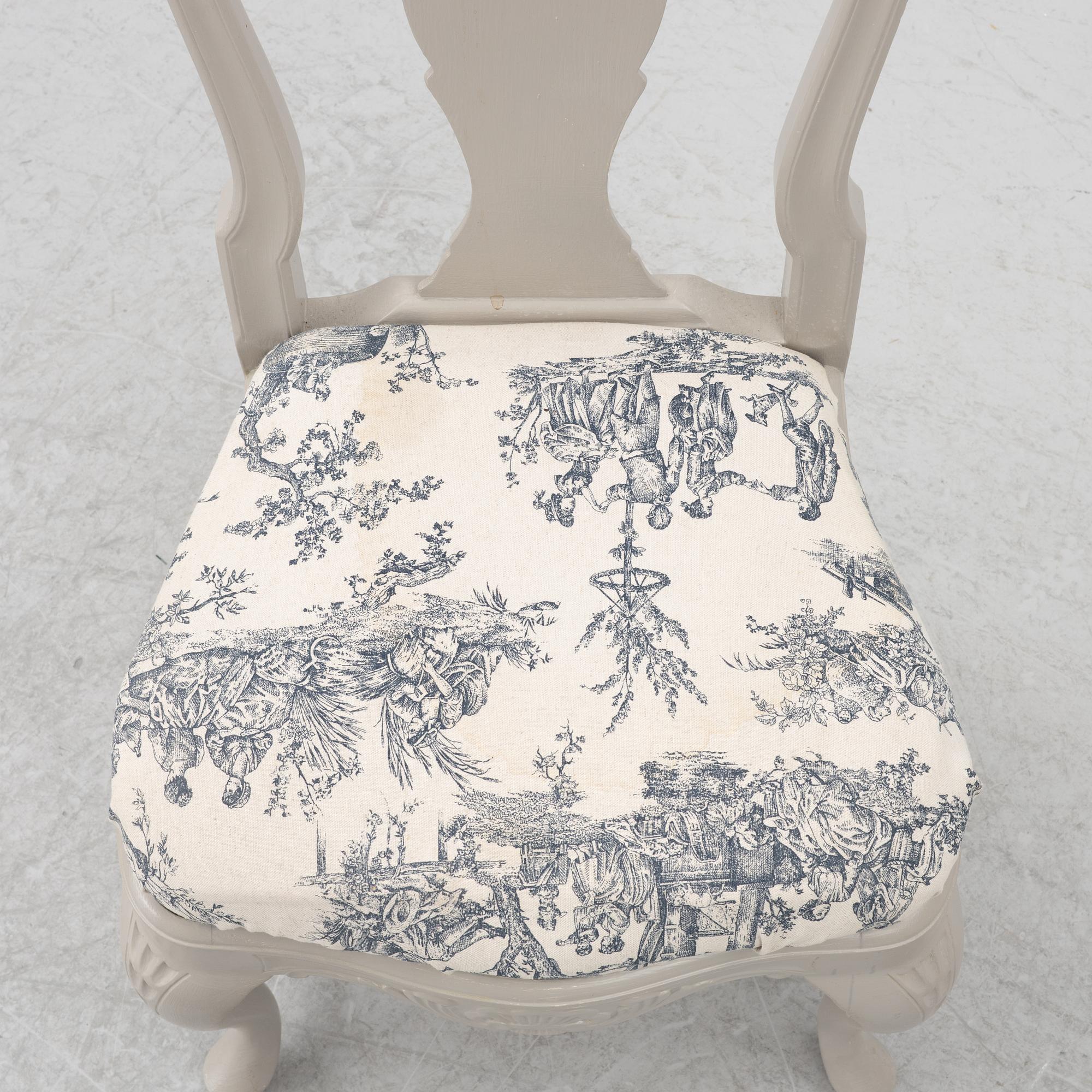 Dining table, 2 armchairs, 6 chairs, Rococo style, 20th century.