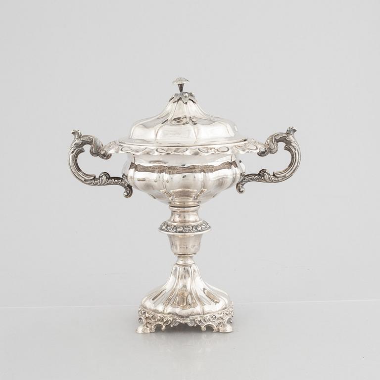 A Swedish silver sugarbowl with cover, marks of Carl Nyström, Stockholm 1845.