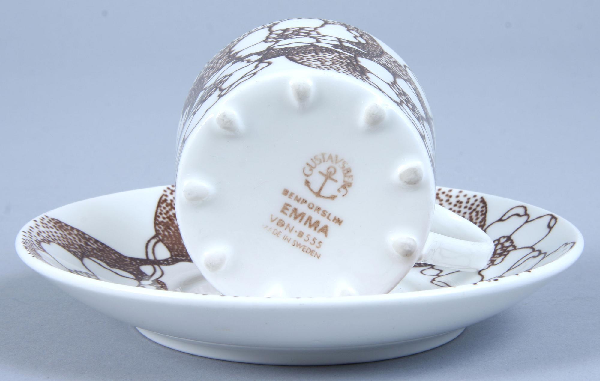 KAFFEKOPPAR MED FAT, 5 st, "Emma", Paul Hoff, Gustavsberg, 1971-1977.