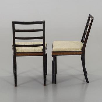 Three swedish art deco chairs, about 1930.