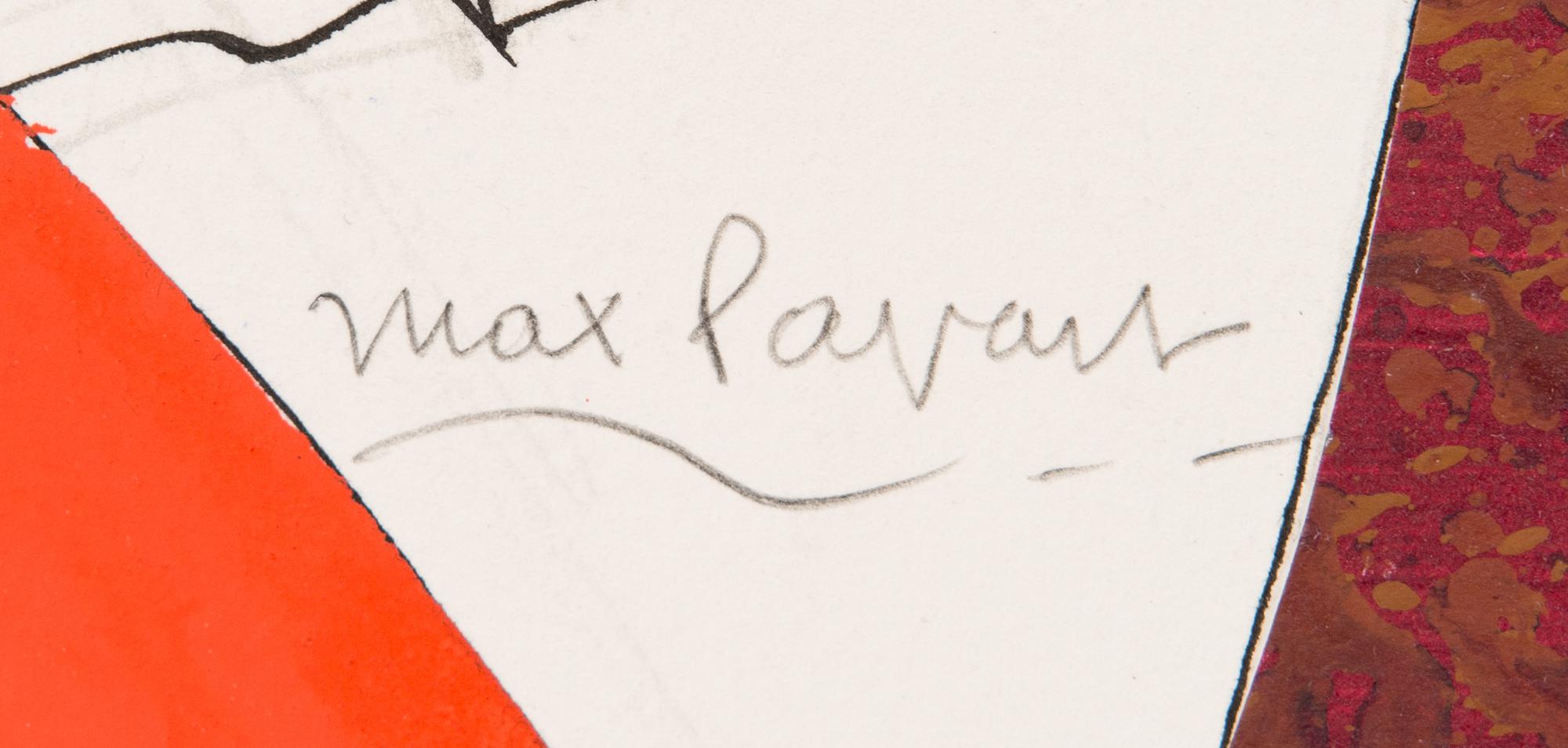 Max Papart, drawing and collage, 1985, signed.