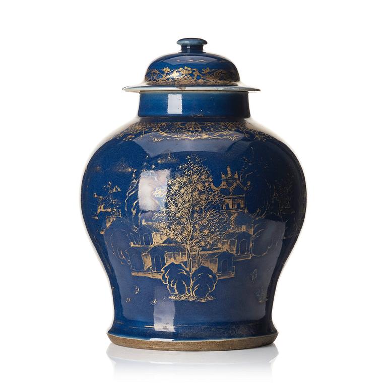 A 'powder blue' jar with cover, Qing dynasty, Qianlong (1736-95).