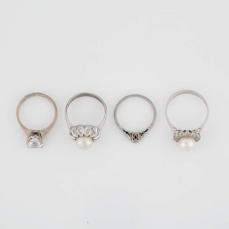 RINGAR, 4st, 18k vitguld. Totalvikt 13g.
