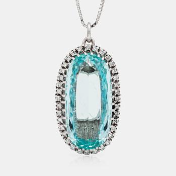 1137. A 36.00ct aquamarine  and single-cut diamond necklace.
