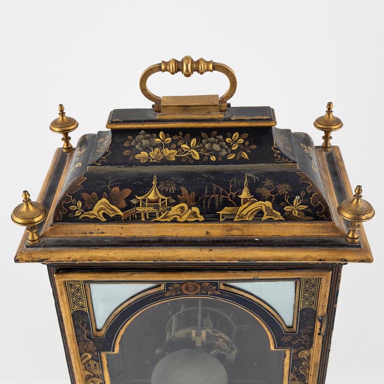 A Swedish late Baroque japanned bracket clock, first part of the 19th century.