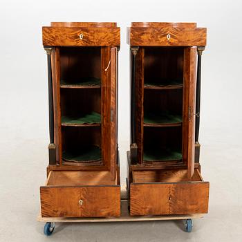 Column cabinets, a pair, Karl Johan, first half of the 19th century.