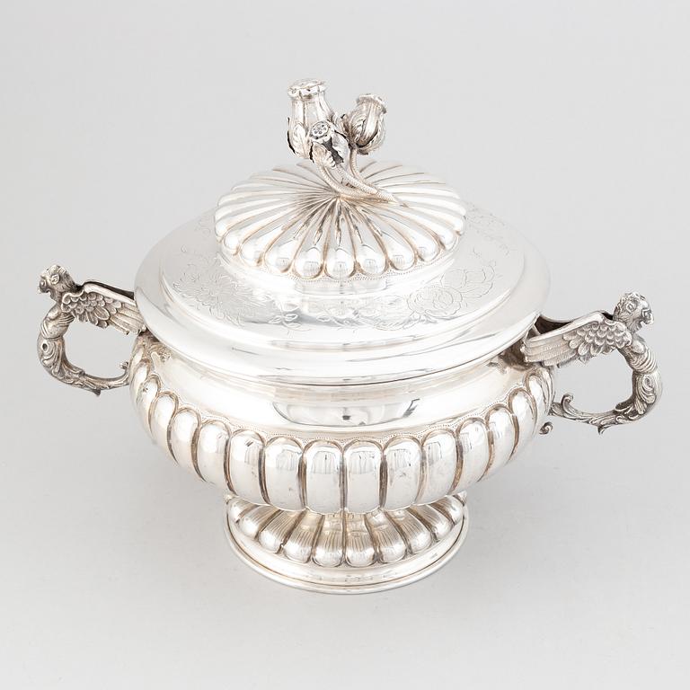 A baroque-style silver thureen, possibly Spain 20th century.