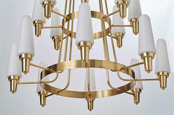 A Swedish 1950's brass chandelier.
