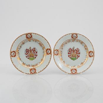 A group of nine porcelain armorial plates, probablu Samson, 19th/20th century.