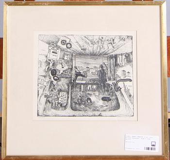 PARTI GRAFIK, 6 st, bla Roland Svensson, sign o numr 92/210.