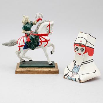 DÖRRSTOP SAMT FIGUR, gjutjärn, 1900-tal.