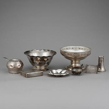 PARTI SILVER, 9 delar, bla Österrike-Ungern 1855. Vikt ca 683 gram.