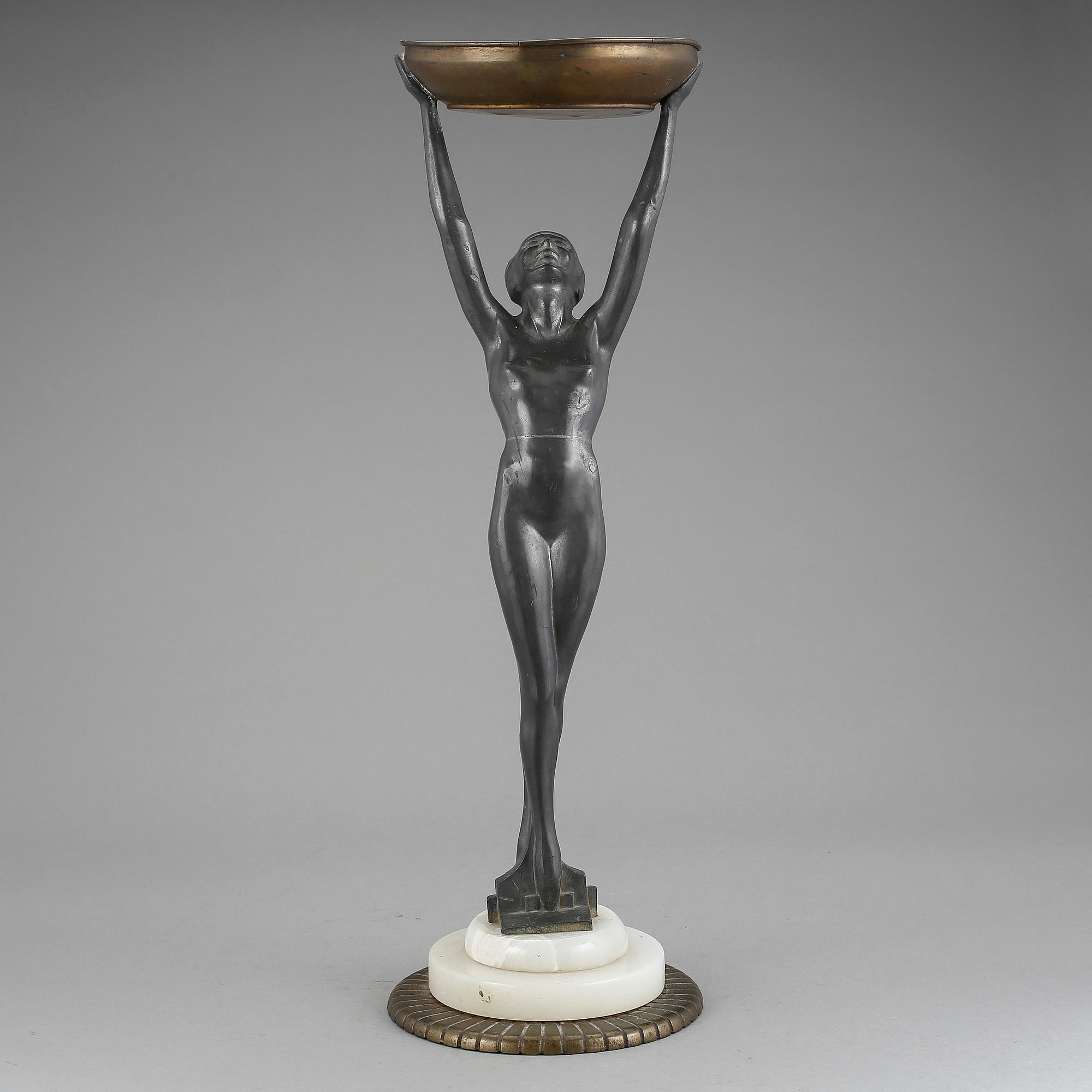 SKULPTUR, tenn och metall, art deco, 1900-talets första hälft.