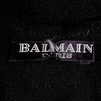 BALMAIN, a black dress.