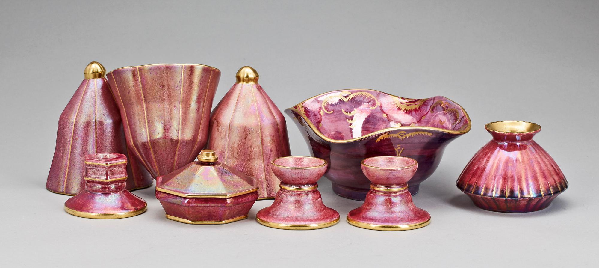 PARTI FLINTGODS, 10 delar, Josef Ekberg Gustavsberg 1900-talets första kvartal.