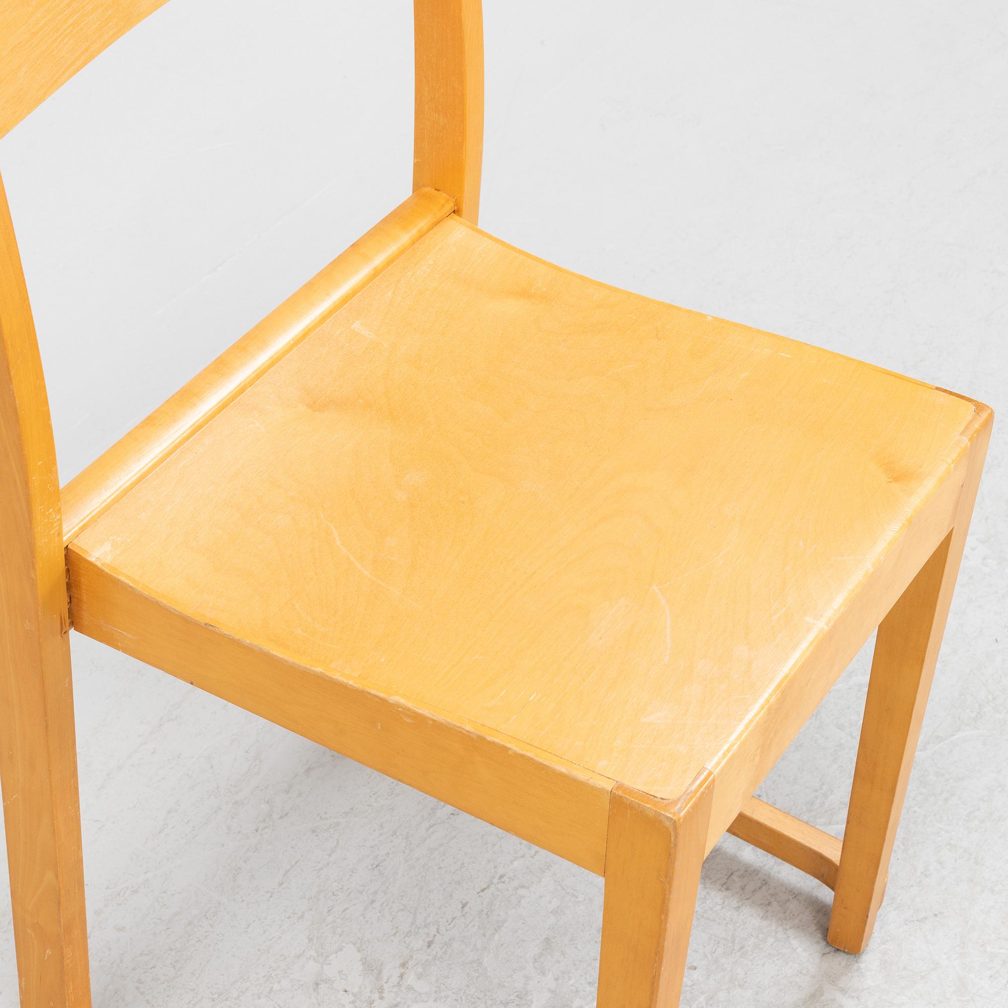Sven Markelius, a set of six birch 'Orkesterstolen' chairs, mid 20th Century.