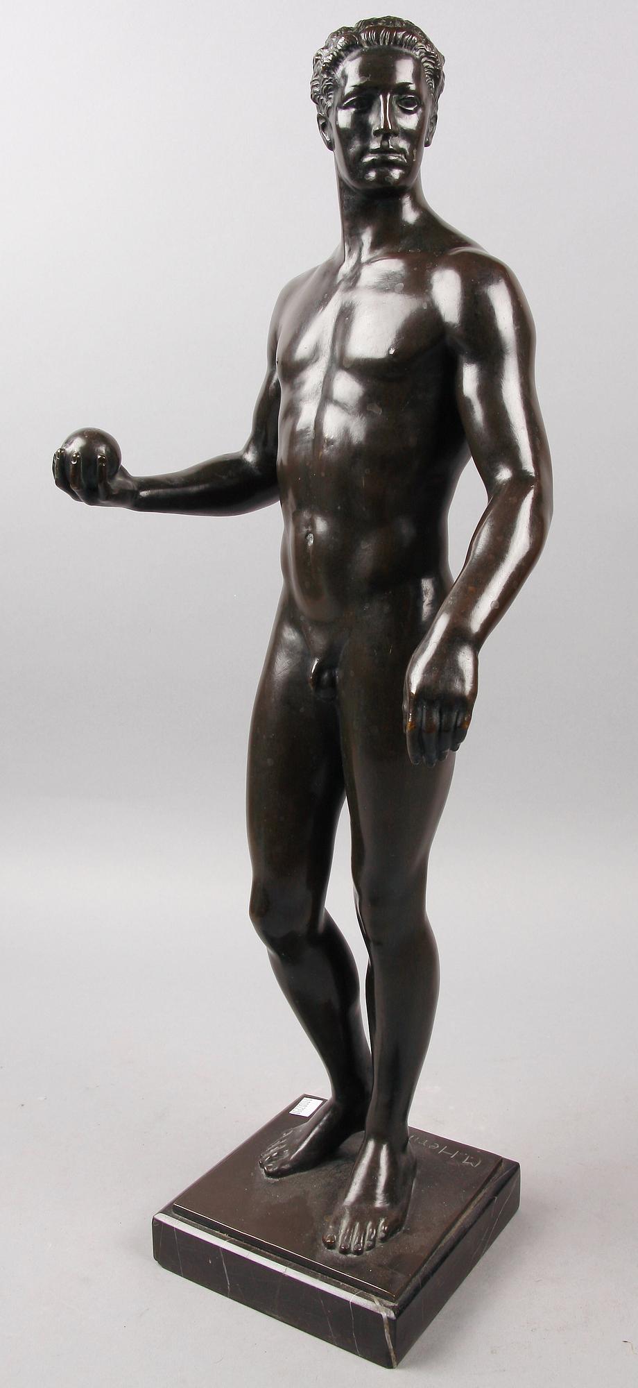 SKULPTUR, patinerad brons, sign M. Herm. Fritz.