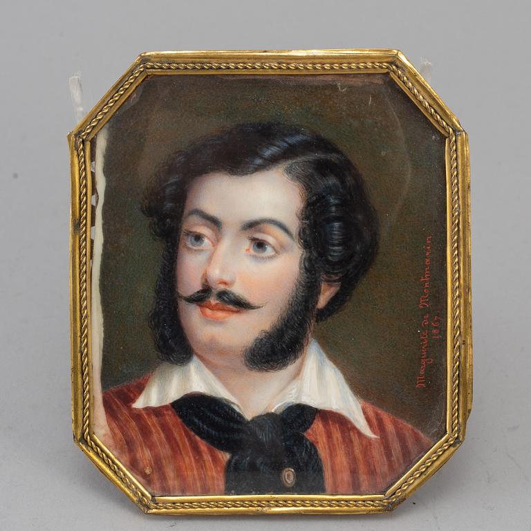 MARGUERITE DE MONTMARIN, gouache, signed och dated 1867.