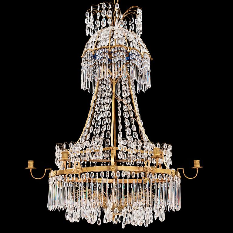 A late Gustavian circa 1800 seven-light chandelier.