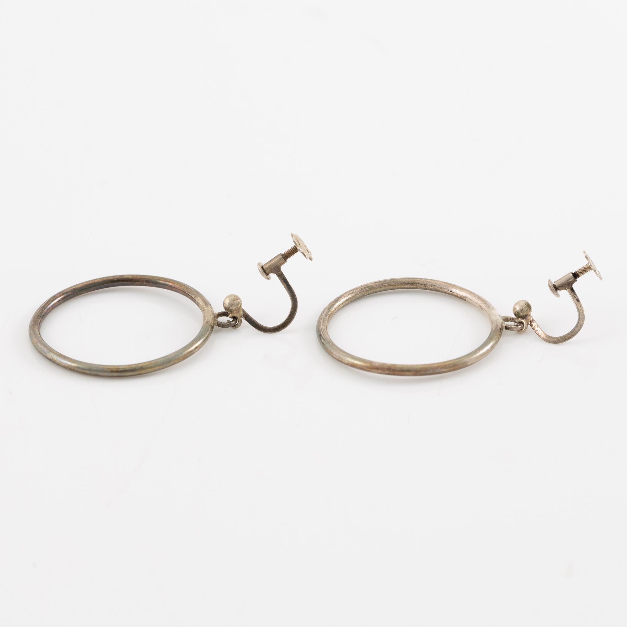 Lars Arby, four pairs of earrings, silver, Gothenburg including 1963 and 1969.