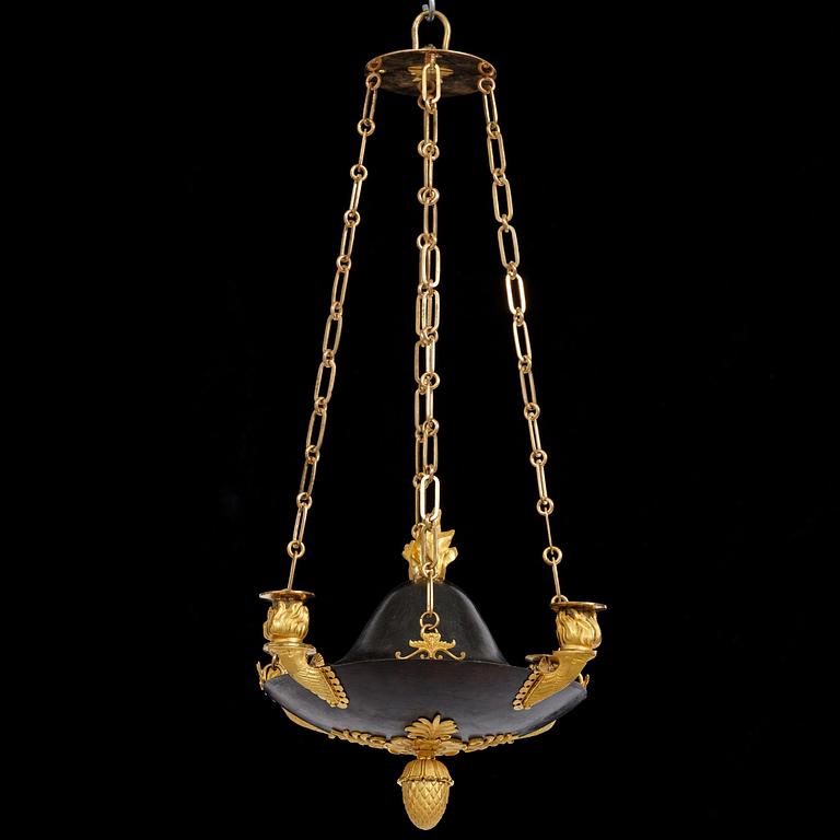 A Swedish Empire four-light hanging-lamp, first part of the 19th century.