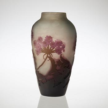 An Emile Gallé Art Nouveau cameo glass vase, Nancy, France.