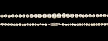 928. COLLIER, doserade orientaliska pärlor, 7,3-3,4 mm, 1930-tal.
